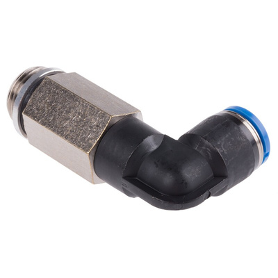 Festo QS Series Elbow Threaded Adaptor, G 3/8 Male to Push In 10 mm, Threaded-to-Tube Connection Style, 186134