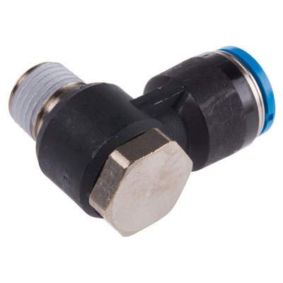 Festo QS Series Elbow Threaded Adaptor, R 1/4 Male to Push In 10 mm, Threaded-to-Tube Connection Style, 153092