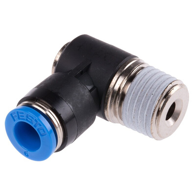 Festo QS Series Elbow Threaded Adaptor, R 1/4 Male to Push In 6 mm, Threaded-to-Tube Connection Style, 153098