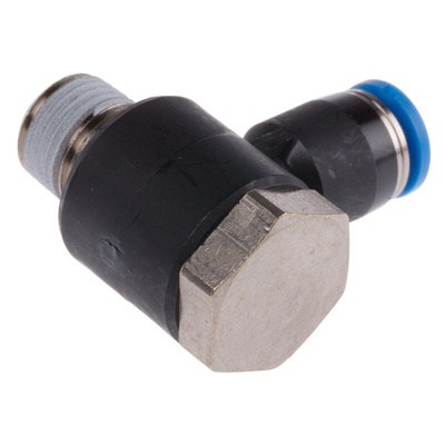 Festo QS Series Elbow Threaded Adaptor, R 1/8 Male to Push In 4 mm, Threaded-to-Tube Connection Style, 153086