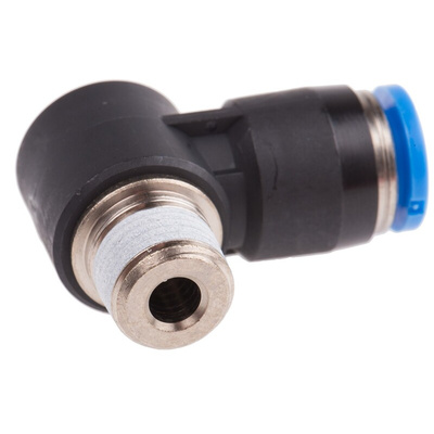 Festo QS Series Elbow Threaded Adaptor, R 1/8 Male to Push In 6 mm, Threaded-to-Tube Connection Style, 153097