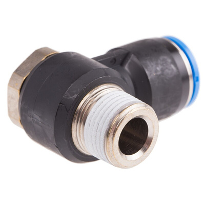 Festo QS Series Elbow Threaded Adaptor, R 3/8 Male to Push In 12 mm, Threaded-to-Tube Connection Style, 153094