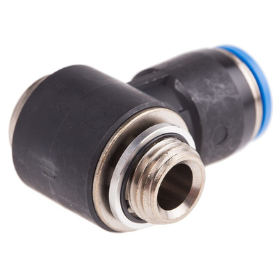 Festo QS Series Elbow Threaded Adaptor, G 1/4 Male to Push In 10 mm, Threaded-to-Tube Connection Style, 186153