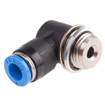 Festo QS Series Elbow Threaded Adaptor, G 1/4 Male to Push In 6 mm, Threaded-to-Tube Connection Style, 186149