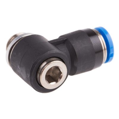 Festo QS Series Elbow Threaded Adaptor, G 1/8 Male to Push In 6 mm, Threaded-to-Tube Connection Style, 186148