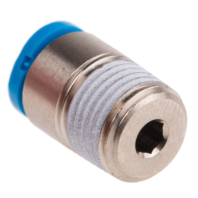 Festo QS Series Straight Threaded Adaptor, R 1/8 Male to Push In 4 mm, Threaded-to-Tube Connection Style, 153316