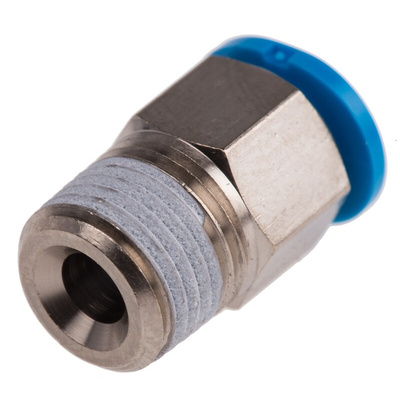 Festo QS Series Straight Threaded Adaptor, R 1/8 Male to Push In 6 mm, Threaded-to-Tube Connection Style, 153307