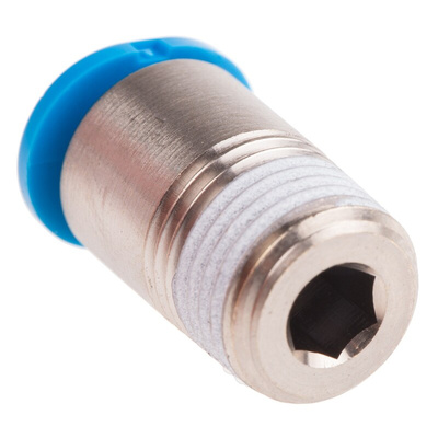 Festo QS Series Straight Threaded Adaptor, R 1/8 Male to Push In 6 mm, Threaded-to-Tube Connection Style, 153318