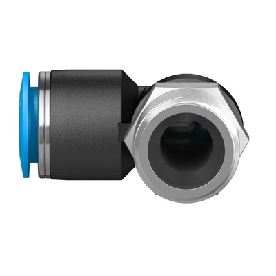 Festo QS Series Elbow Threaded Adaptor, R 3/8 Male to Push In 10 mm, Threaded-to-Tube Connection Style, 153052