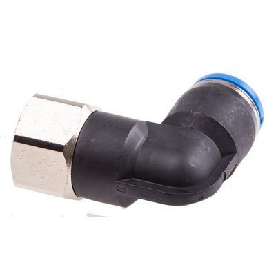 Festo QS Series Elbow Threaded Adaptor, G 1/4 Female to Push In 10 mm, Threaded-to-Tube Connection Style, 153279