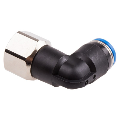 Festo QS Series Elbow Threaded Adaptor, G 1/4 Female to Push In 8 mm, Threaded-to-Tube Connection Style, 153277