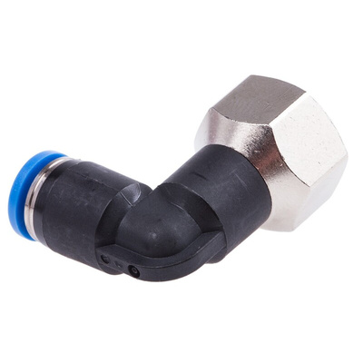 Festo QS Series Elbow Threaded Adaptor, G 1/8 Female to Push In 4 mm, Threaded-to-Tube Connection Style, 153273