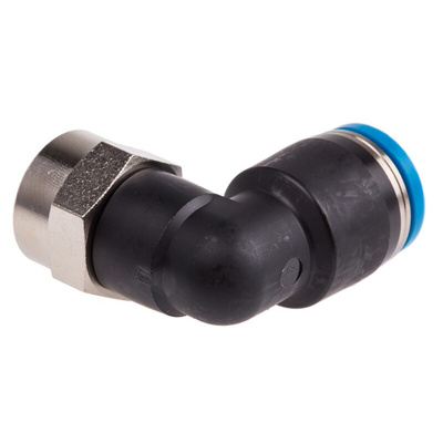 Festo QS Series Elbow Threaded Adaptor, G 1/8 Female to Push In 8 mm, Threaded-to-Tube Connection Style, 153276