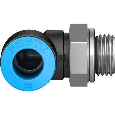 Festo QS Series Elbow Threaded Adaptor, G 1/4 Male to Push In 10 mm, Threaded-to-Tube Connection Style, 186122