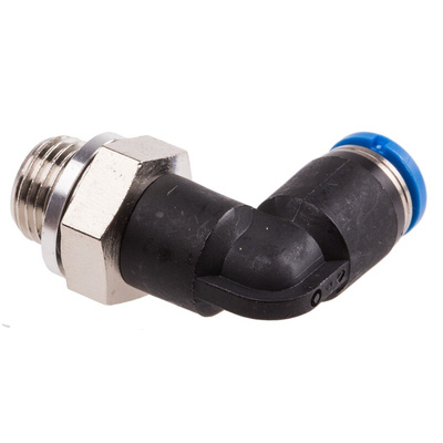 Festo QS Series Elbow Threaded Adaptor, G 1/8 Male to Push In 4 mm, Threaded-to-Tube Connection Style, 186116
