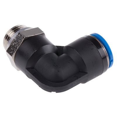 Festo QS Series Elbow Threaded Adaptor, G 3/8 Male to Push In 12 mm, Threaded-to-Tube Connection Style, 186124