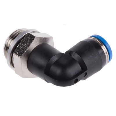 Festo QS Series Elbow Threaded Adaptor, G 3/8 Male to Push In 8 mm, Threaded-to-Tube Connection Style, 186121