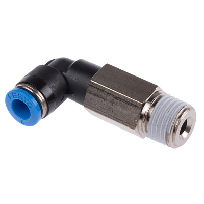 Festo QS Series Elbow Threaded Adaptor, R 1/4 Male to Push In 6 mm, Threaded-to-Tube Connection Style, 153078