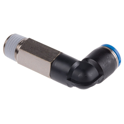 Festo QS Series Elbow Threaded Adaptor, R 1/4 Male to Push In 8 mm, Threaded-to-Tube Connection Style, 153080