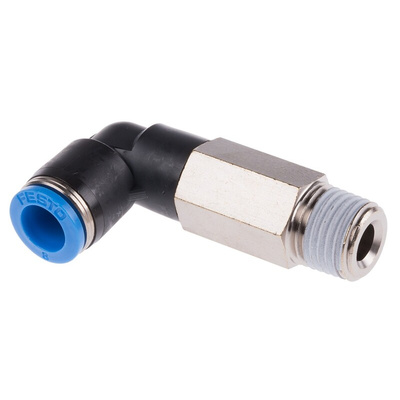 Festo QS Series Elbow Threaded Adaptor, R 1/4 Male to Push In 8 mm, Threaded-to-Tube Connection Style, 153080