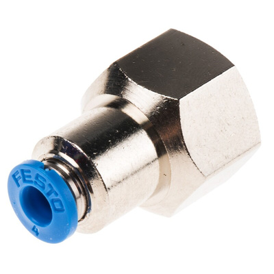 Festo QS Series Straight Threaded Adaptor, G 1/4 Female to Push In 4 mm, Threaded-to-Tube Connection Style, 190650