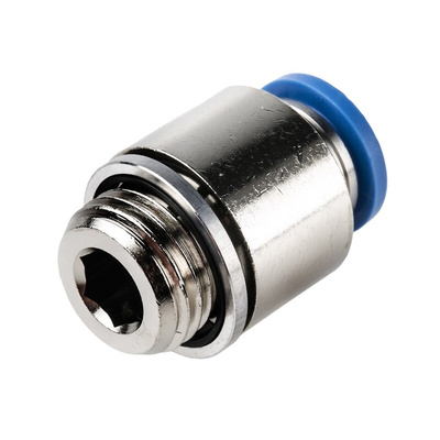 Festo QS Series Straight Threaded Adaptor, G 1/4 Male to Push In 8 mm, Threaded-to-Tube Connection Style, 186110