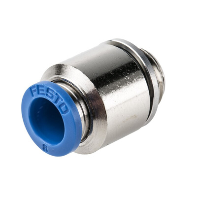 Festo QS Series Straight Threaded Adaptor, G 1/4 Male to Push In 8 mm, Threaded-to-Tube Connection Style, 186110