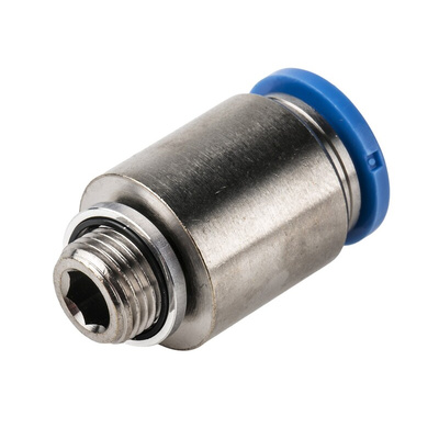 Festo QS Series Straight Threaded Adaptor, G 1/8 Male to Push In 10 mm, Threaded-to-Tube Connection Style, 132999