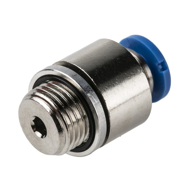 Festo QS Series Straight Threaded Adaptor, G 1/8 Male to Push In 4 mm, Threaded-to-Tube Connection Style, 186106