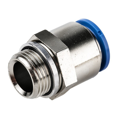 Festo QS Series Straight Threaded Adaptor, G 3/8 Male to Push In 12 mm, Threaded-to-Tube Connection Style, 186103