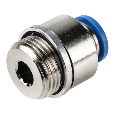 Festo QS Series Straight Threaded Adaptor, G 3/8 Male to Push In 8 mm, Threaded-to-Tube Connection Style, 186111