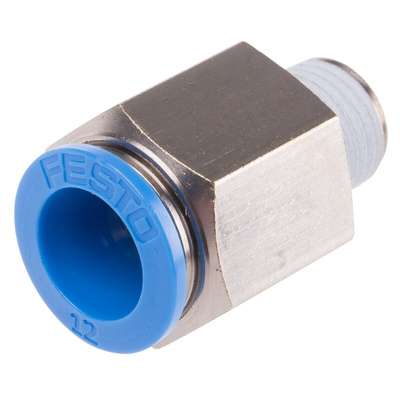 Festo QS Series Straight Threaded Adaptor, R 1/4 Male to Push In 12 mm, Threaded-to-Tube Connection Style, 164980