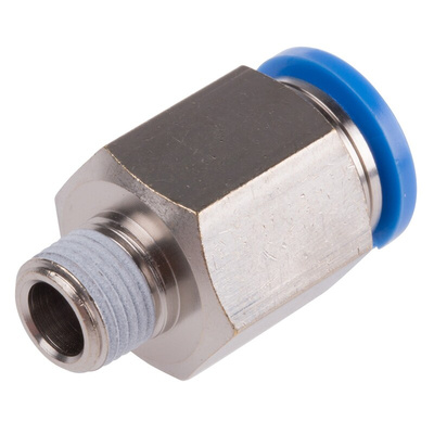 Festo QS Series Straight Threaded Adaptor, R 1/8 Male to Push In 10 mm, Threaded-to-Tube Connection Style, 190643