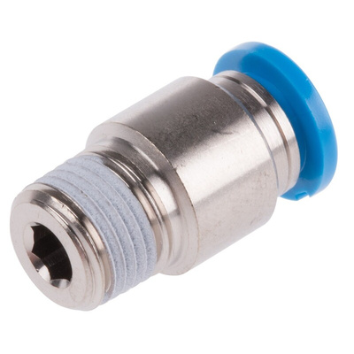 Festo QS Series Straight Threaded Adaptor, R 1/8 Male to Push In 6 mm, Threaded-to-Tube Connection Style, 153013