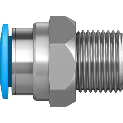 Festo QS Series Straight Threaded Adaptor, R 3/8 Male to Push In 12 mm, Threaded-to-Tube Connection Style, 153009