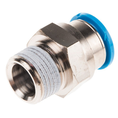 Festo QS Series Straight Threaded Adaptor, R 3/8 Male to Push In 12 mm, Threaded-to-Tube Connection Style, 153009