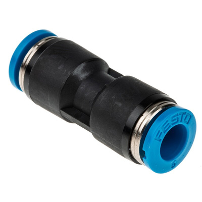 Festo QS Series Straight Tube-to-Tube Adaptor, Push In 6 mm to Push In 6 mm, Tube-to-Tube Connection Style, 153032