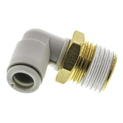 SMC KQ2 Series Elbow Threaded Adaptor, G 1/8 Male to Push In 6 mm, Threaded-to-Tube Connection Style