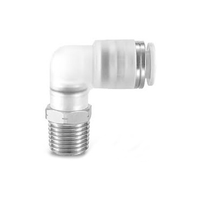 SMC KPG Series Elbow Threaded Adaptor, R 1/8 Male to Push In 4 mm, Threaded-to-Tube Connection Style