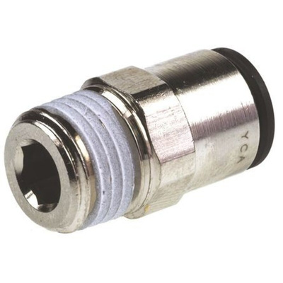 Legris LF3000 Series Straight Threaded Adaptor, R 1/2 Male to Push In 16 mm, Threaded-to-Tube Connection Style