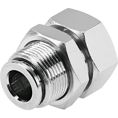 Festo Bulkhead Threaded-to-Tube Adaptor, G 1/4 Female to Push In 8 mm, Threaded-to-Tube Connection Style, 578298