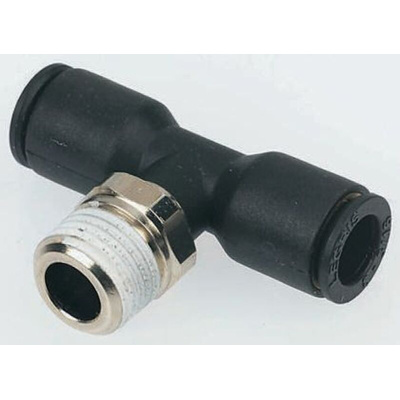 Legris LF3000 Series Tee Threaded Adaptor, Push In 8 mm to Push In 8 mm, Threaded-to-Tube Connection Style