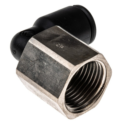 Legris LF3000 Series Elbow Threaded Adaptor, G 3/8 Female to Push In 8 mm, Threaded-to-Tube Connection Style