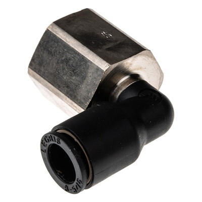 Legris LF3000 Series Elbow Threaded Adaptor, G 3/8 Female to Push In 8 mm, Threaded-to-Tube Connection Style