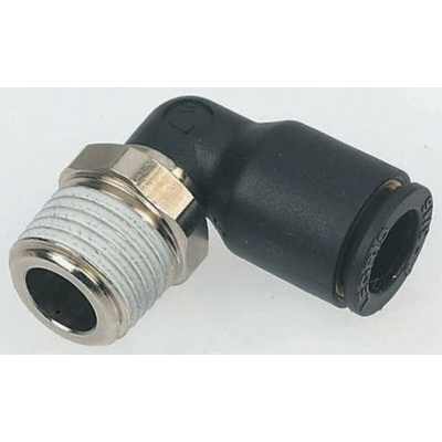 Legris LF3000 Series Elbow Threaded Adaptor, G 1/2 Male to Push In 14 mm, Threaded-to-Tube Connection Style