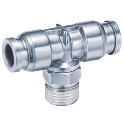SMC KQG2 Series Tee Threaded Adaptor, Push In 8 mm to Push In 8 mm, Threaded-to-Tube Connection Style