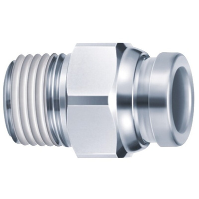 SMC KQB2 Series Straight Threaded Adaptor, R 1/8 Male to Push In 8 mm, Threaded-to-Tube Connection Style