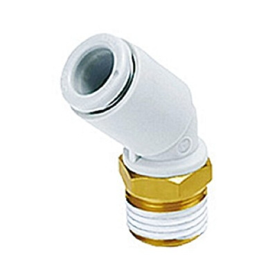 SMC KQ2 Series Elbow Threaded Adaptor, R 1/8 Male to Push In 6 mm, Threaded-to-Tube Connection Style