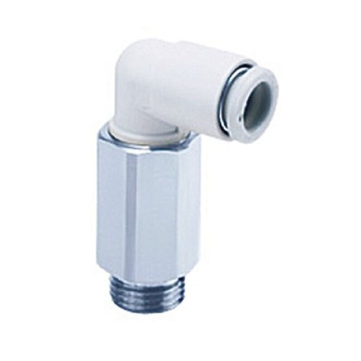 SMC KQ2 Series Elbow Threaded Adaptor, UNF 10-32 Male to Push In 1/4 in, Threaded-to-Tube Connection Style