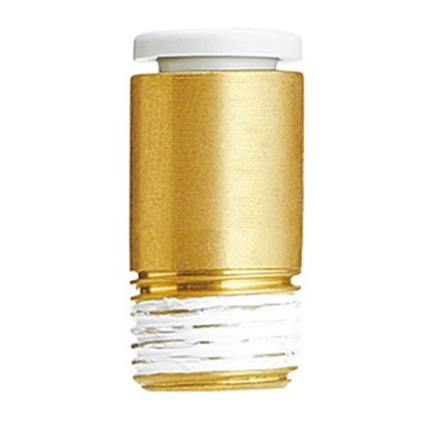 SMC KQ2 Series Straight Threaded Adaptor, R 1/8 Male to Push In 6 mm, Threaded-to-Tube Connection Style